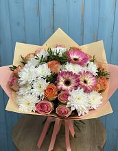 Букет цветов из:  Розы, Герберы и Хризантемы в Муромцево