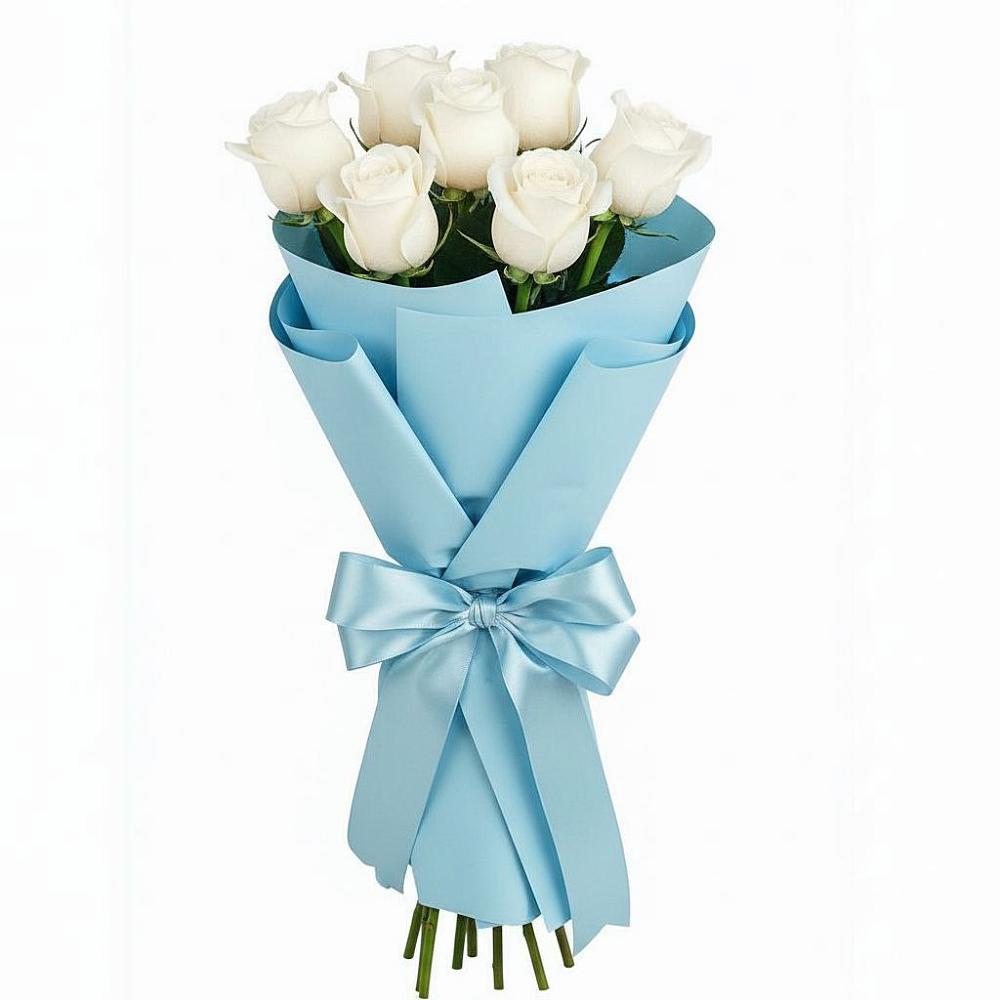 Букет 7 белых роз Проуд в Муромцево