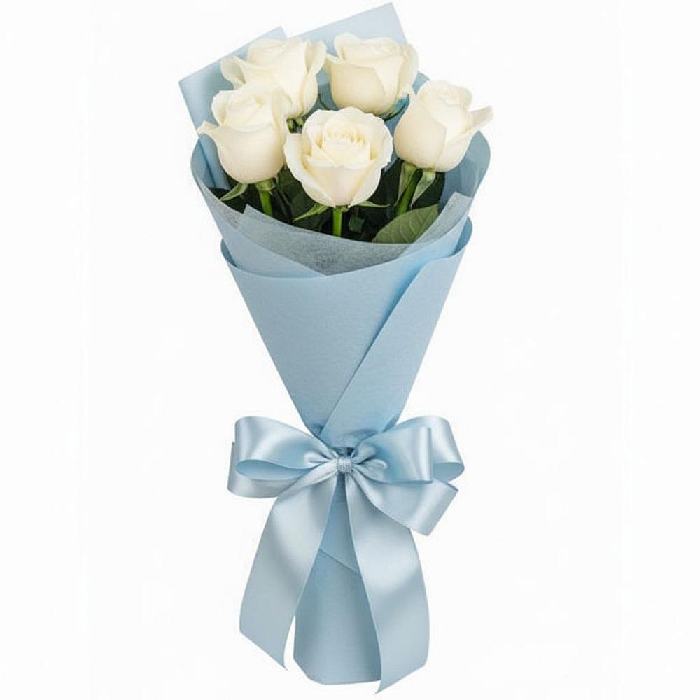 Букет 5 Белых роз Проуд в Муромцево