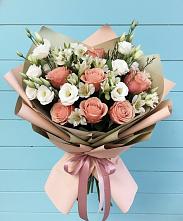 Букет цветов из:  Розы, Альстромерии и Лизиантусы #REPLACE_PRED# Муромцево
