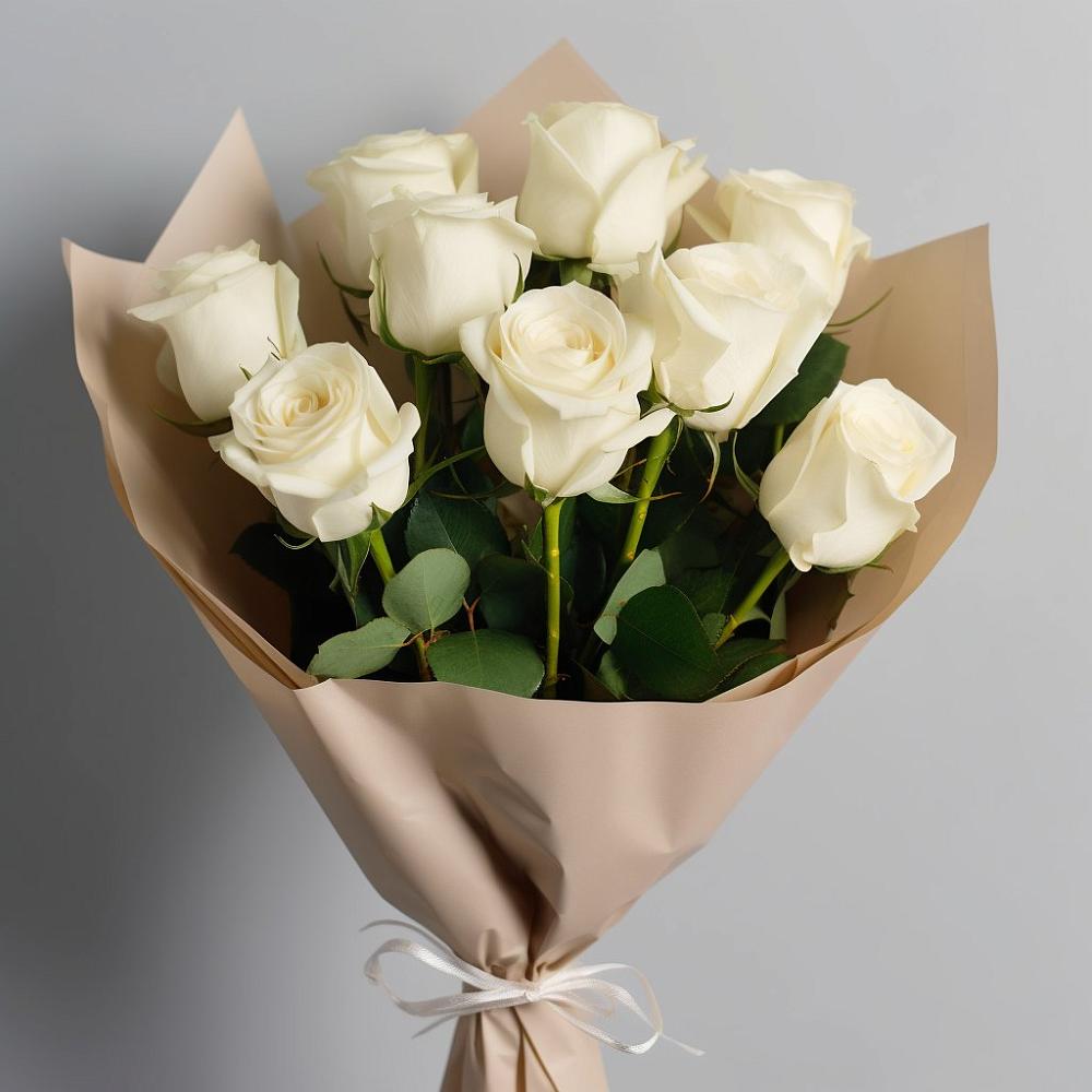 Букет 9 Белых роз Эдлесс Лав в Муромцево