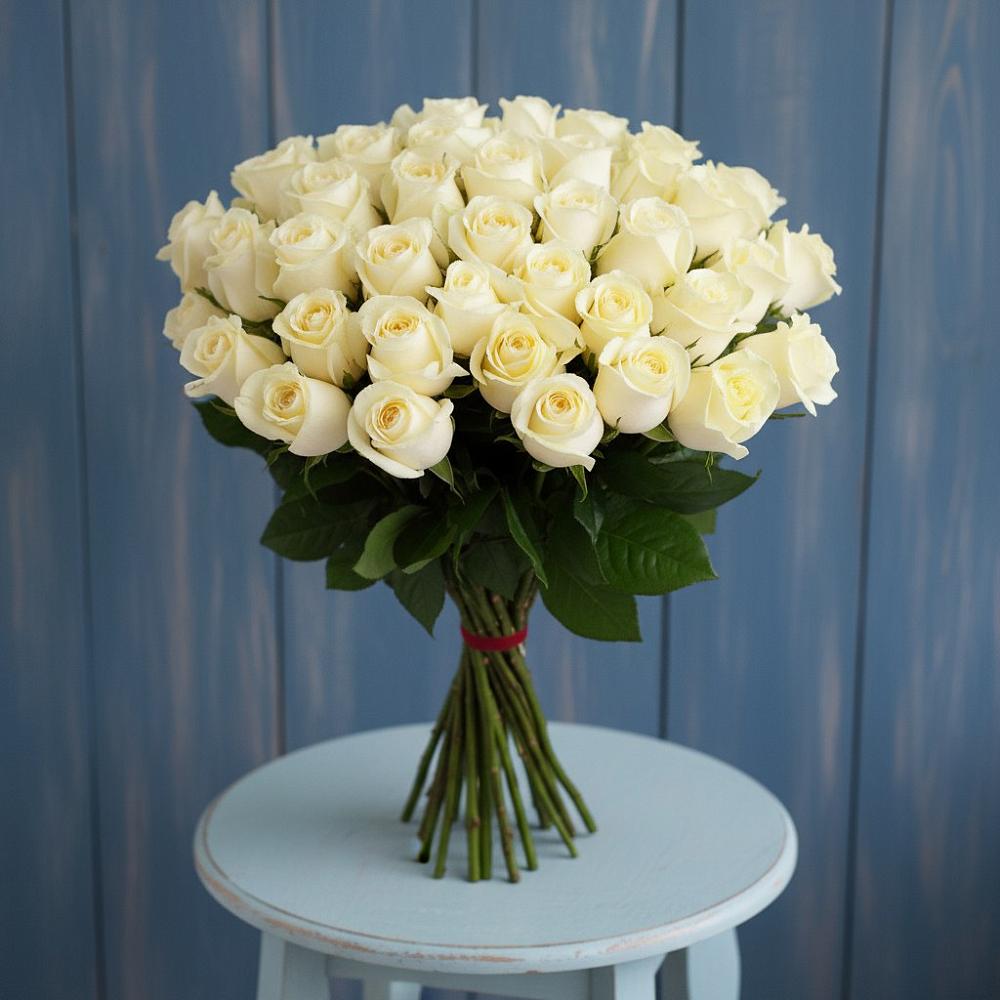 Букет 51 Белая роза Эдлесс Лав в Муромцево