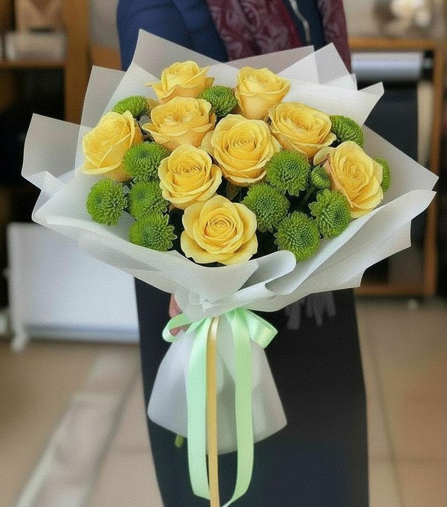 Букет цветов из: Хризантемы и Розы в Муромцево