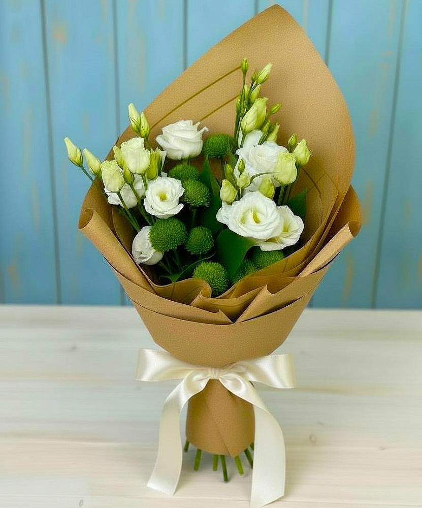 Букет цветов из: Хризантемы и Лизиантусы в Муромцево