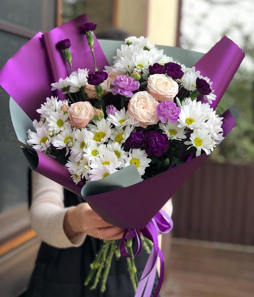 Букет цветов из: Хризантемы, Гвоздики и Розы в Муромцево