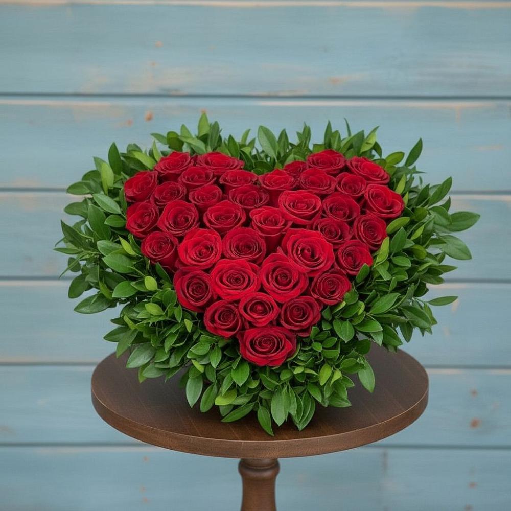 Цветочная композиция из Розы в виде сердца в Муромцево