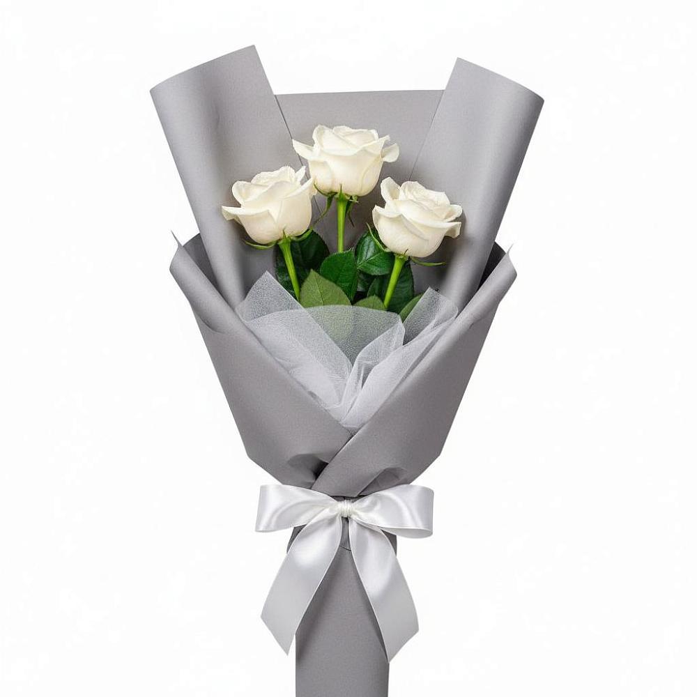 Букет 3 белые розы в Муромцево