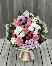 Букет цветов из:  Альстромерии, Гвоздики, Розы и Хризантемы в Муромцево