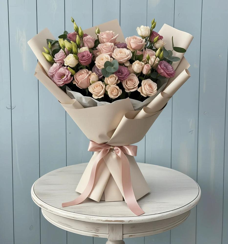 Букет цветов из: Розы и Лизиантусы в Муромцево