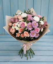 Букет цветов из:  Хризантемы, Розы и Альстромерии в Муромцево