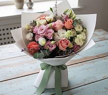 Букет цветов из:  Розы, Лизиантусы и Гвоздики в Муромцево